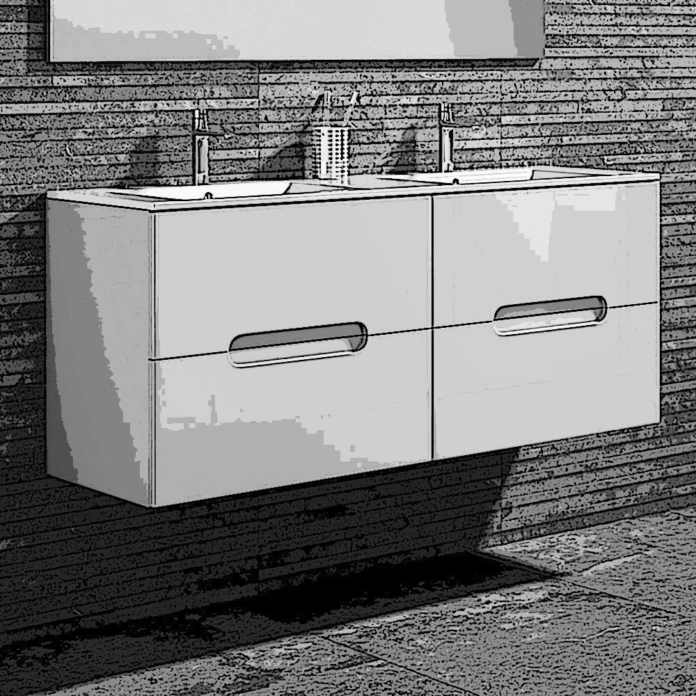 Mueble + Lavabo VISION 120 Grafito 2 Cajones