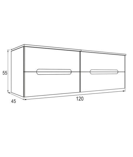 Mueble + Lavabo VISION 120 Grafito 2 Cajones