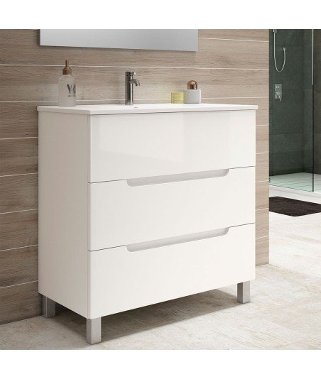 Mueble + Lavabo VISION 80 Blanco Mate 3 Cajones