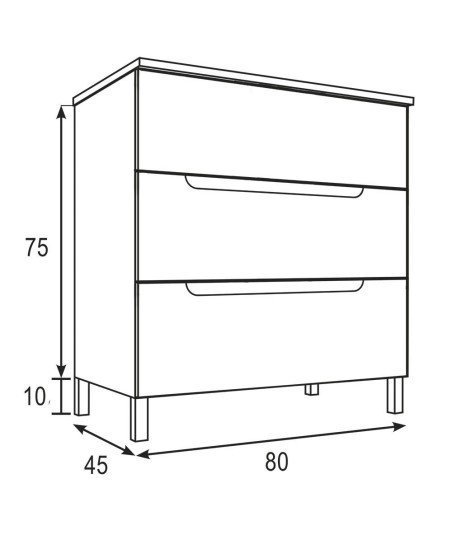 Mueble + Lavabo VISION 80 Grafito 3 Cajones