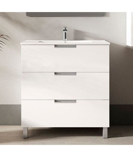 Mueble + Lavabo VOLGA 80 blanco brillo