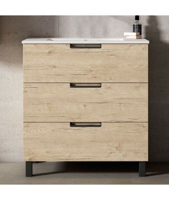 Mueble + Lavabo VOLGA 80 roble Claro