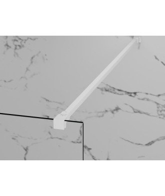 Mampara de bañera de una hoja fija de 8 mm ➤ Perfil blanco mate