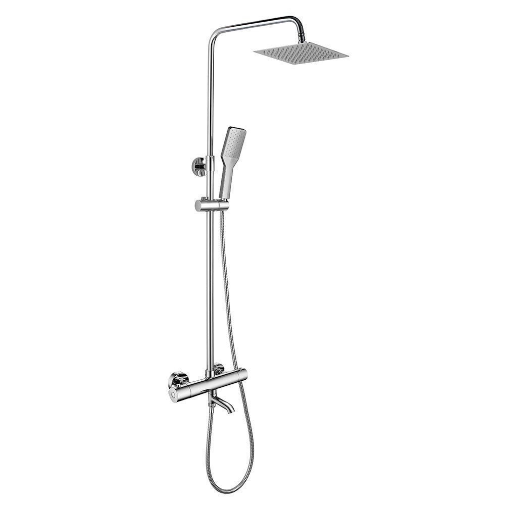 Columna termostática de ducha cuadrada con caño