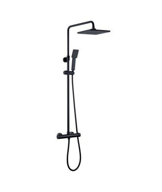 Columna termostática cuadrada negra extralarga