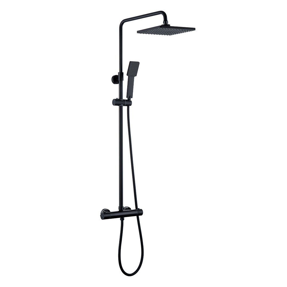 Columna termostática cuadrada negra extralarga