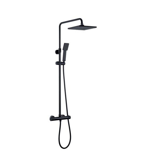 Columna termostática cuadrada negra extralarga