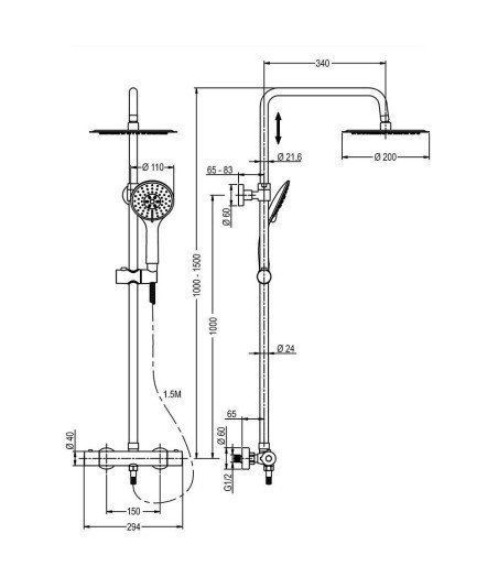 Columna termostática redondo tacto frío Maxi