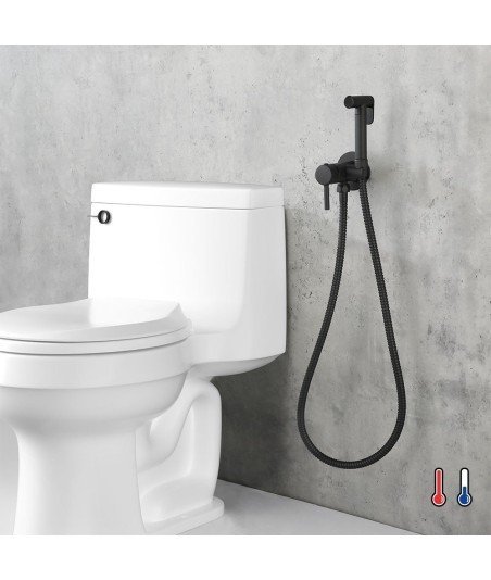 Grifo empotrado de WC negro agua fría y caliente