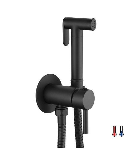 Grifo empotrado de WC negro agua fría y caliente