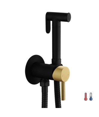 Grifo empotrado de WC negro oro agua fría y caliente