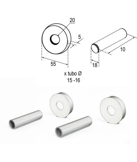 Kit cubretubos con embellecedores acabado blanco brillo