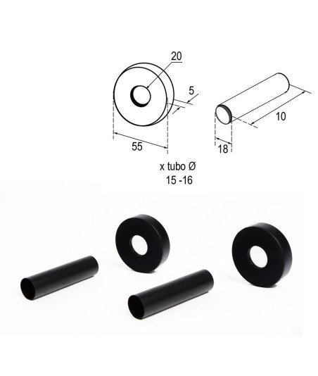 Kit cubretubos redondo negro para secatoallas