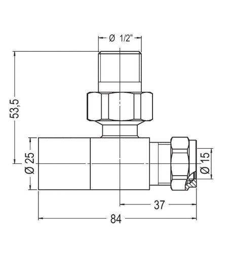 Llave para radiador secatoallas para cobre y multicapa negro