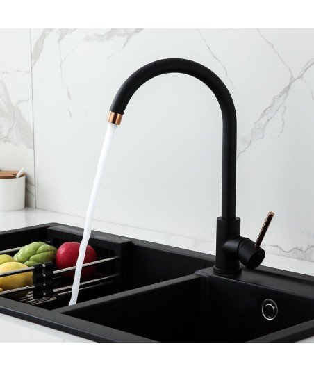Grifo de cocina negro y oro rosa ZEN