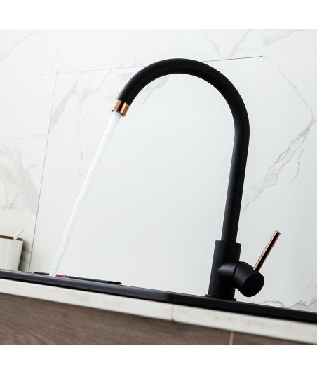 Grifo de cocina negro y oro rosa ZEN