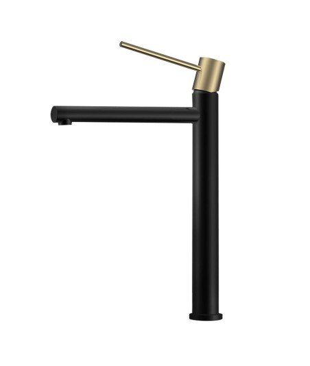 Grifo de caño alto negro y oro ZUÑIGA