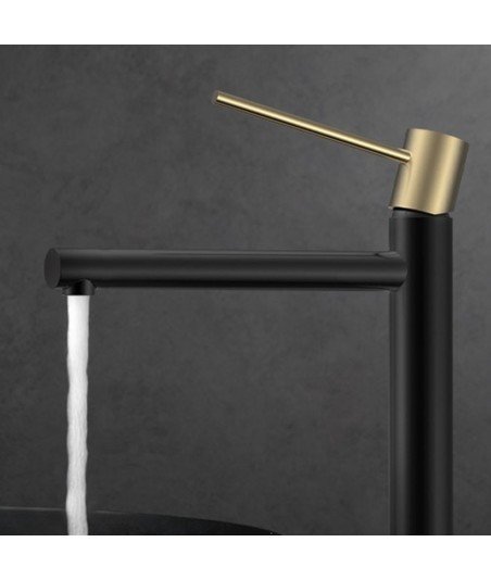 Grifo de caño alto negro y oro ZUÑIGA
