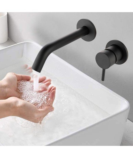 Grifo empotrado de lavabo negro ZUÑIGA