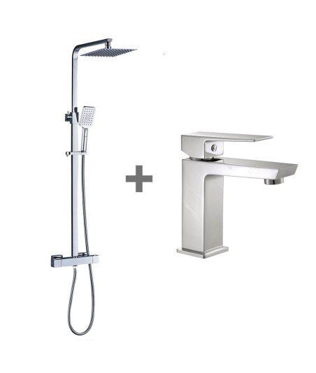 Pack columna extraplana termostática + lavabo ATICA