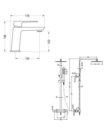Pack columna extraplana termostática + lavabo ATICA