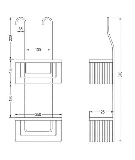 Cesta portagel de latón rectangular doble ALARCÓN