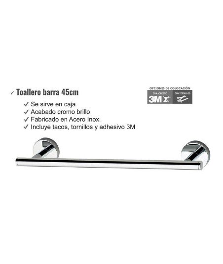 Toallero de barra MEDINA 45 cm acero inoxidable