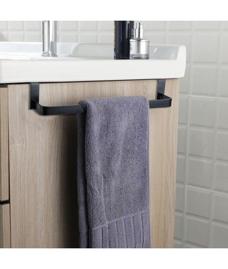 Toallero de mueble lateral sin taladros 36 cm negro