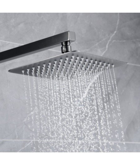 Rociador black gun metal de ducha cuadrado 30 x 30 imex