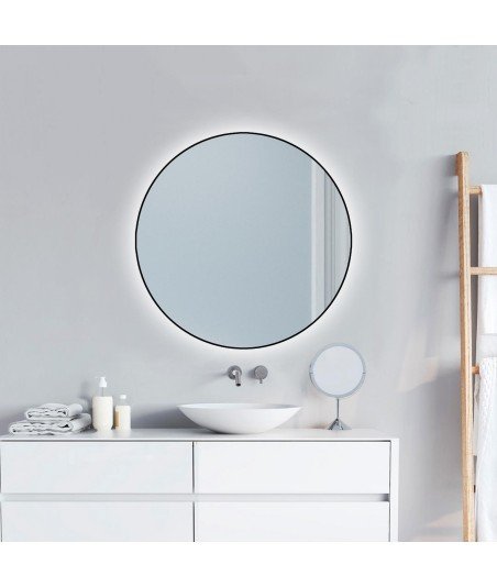 Espejo led negro redondo Milan Bathdecor