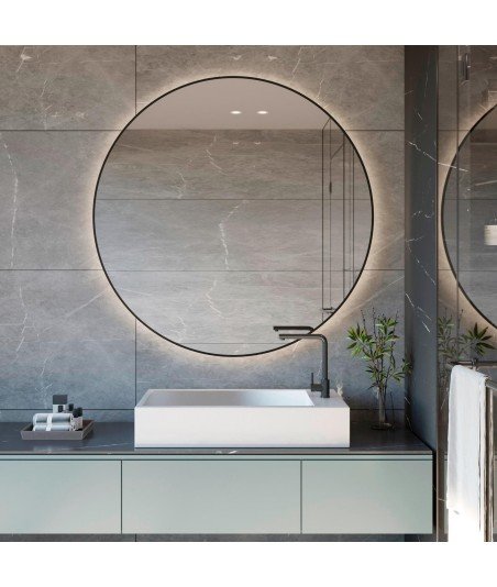 Espejo led negro redondo Milan Bathdecor