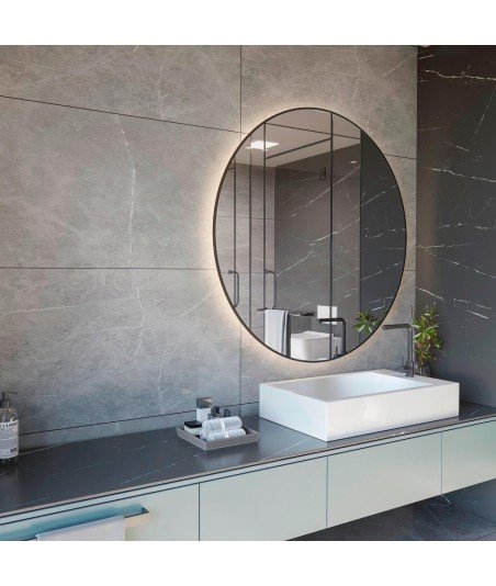 Espejo led negro redondo Milan Bathdecor