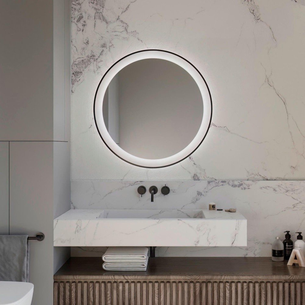 Espejo led negro redondo Deneb Bathdecor