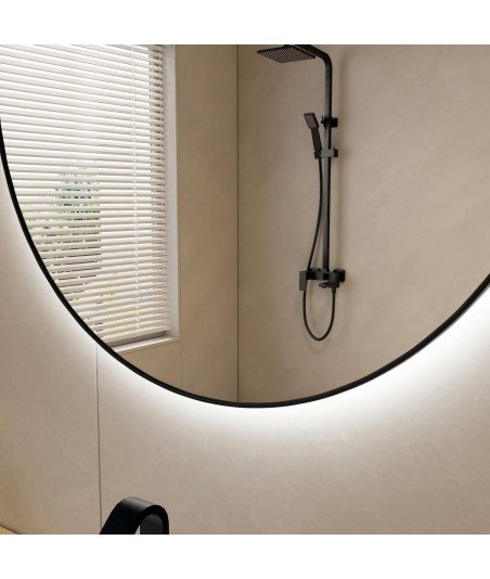 Espejo led negro redondo Sol Bathdecor