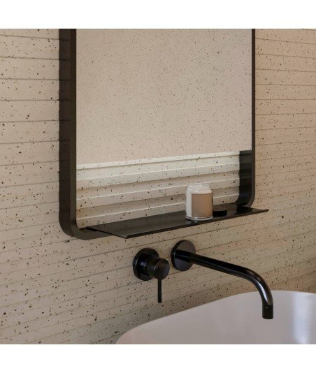 Espejo led negro con repisa Aira Bathdecor