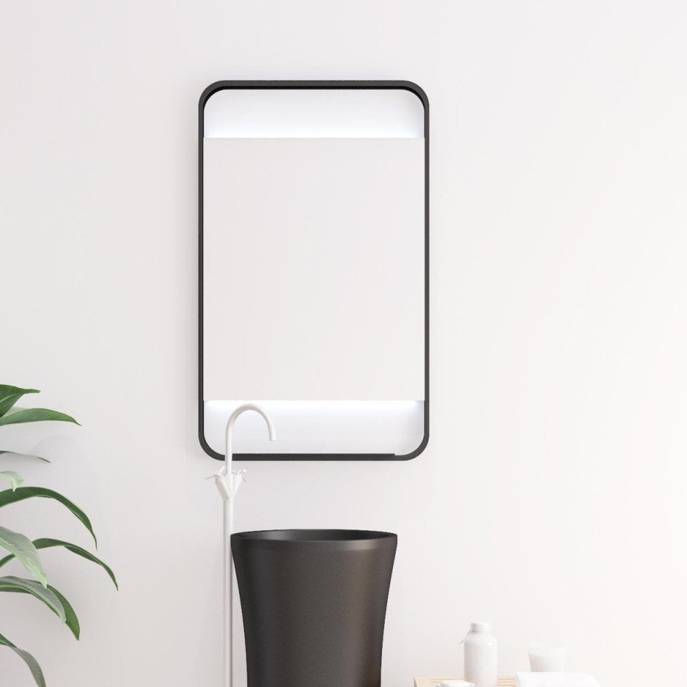 Espejo led negro con repisa Aira Bathdecor