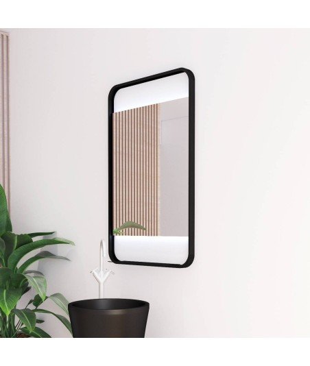Espejo led negro con repisa Aira Bathdecor