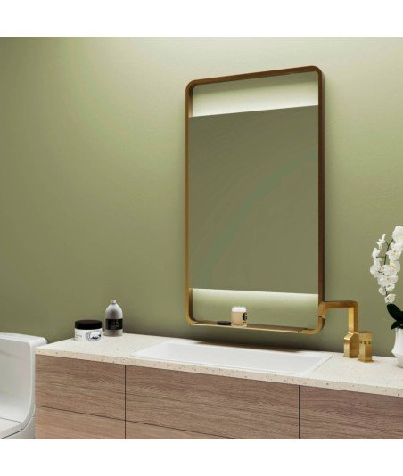 Espejo led oro con repisa Aira Bathdecor