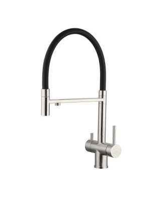 Grifo extraíble osmosis negro y plata de cocina IO
