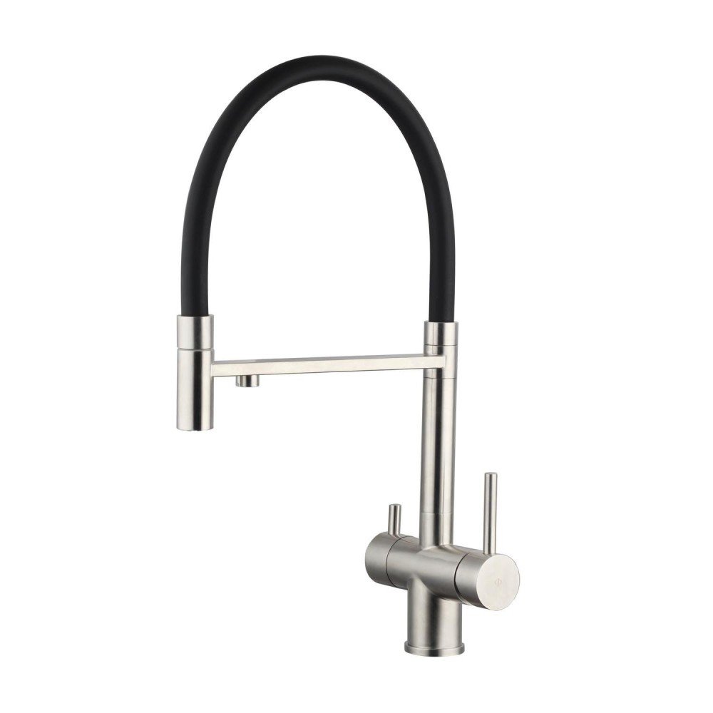 Grifo extraíble osmosis negro y plata de cocina IO