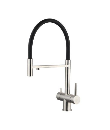Grifo extraíble osmosis negro y plata de cocina IO