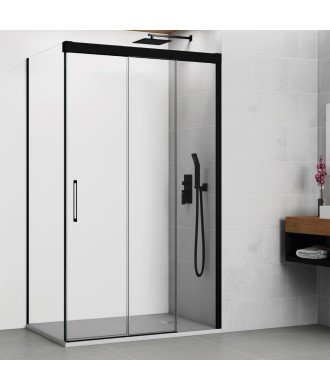 Mampara rectangular 1 fijo + 2 correderas y lateral fijo | modelo trio