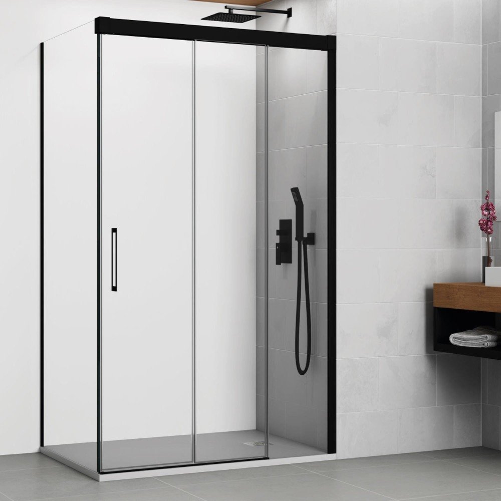 Mampara rectangular 1 fijo + 2 correderas y lateral fijo | modelo trio