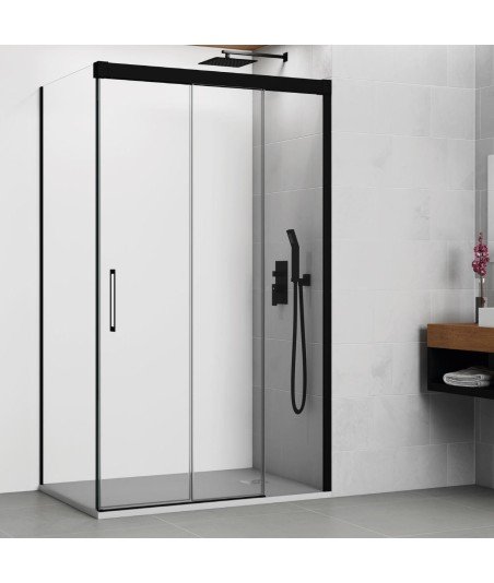 Mampara rectangular 1 fijo + 2 correderas y lateral fijo | modelo trio