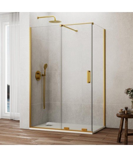 Mampara oro cepillado rectangular corredera sin perfil superior Kenna