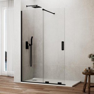 Mampara de ducha negra fijo...