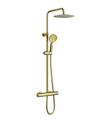 Columna de ducha inverter r oro cepillado maneta Helios Radio IO