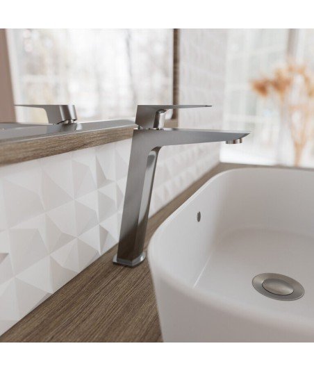 Caño alto lavabo negro cromo Marriot IO ✅ Ref.3154