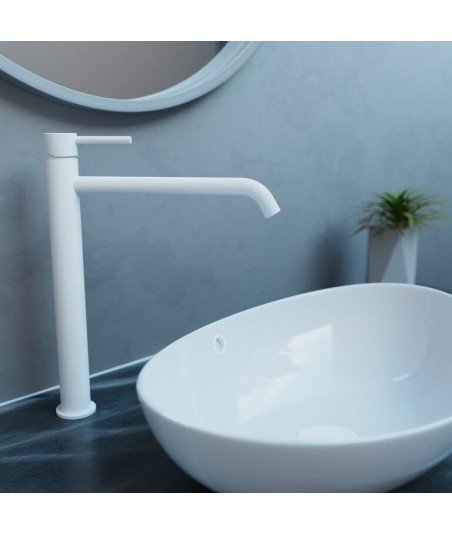 Grifo blanco de caño alto de lavabo sirio IO | Ref.3172BL