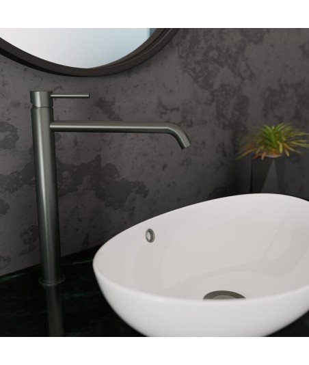 Grifo caño alto níquel cepillado de lavabo sirio IO - Ref.3172OR